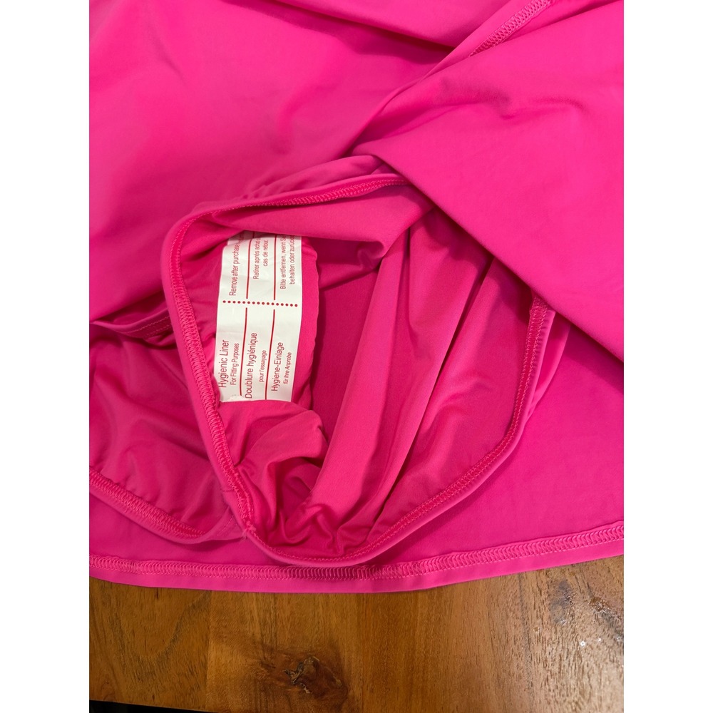 Lands End V Neck Tulip Wrap Swim Dress One Piece Shelf Bra Fuschia LP 14 16 - Picture 14 of 15